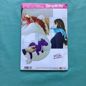 Simplicity 8715 Stuffed Animal Dragon Sewing Pattern Memory Keepsake Toy